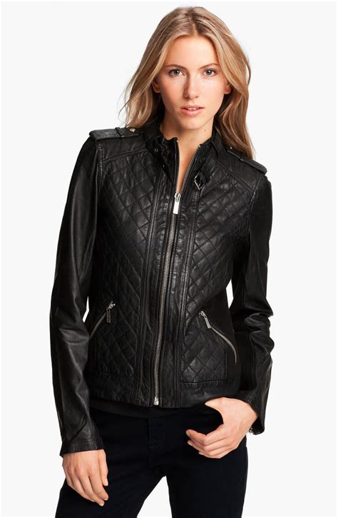 michael kors quilted leather jacket|michael kors quilted jackets women's.